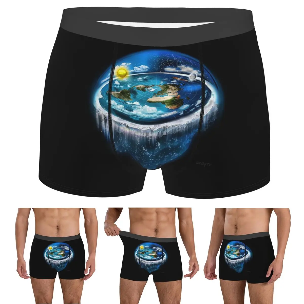 

Boxer Underpants Shorts Flat Earth With Dome Art Panties Men's Breathable Underwear for Homme Man Boyfriend Gift