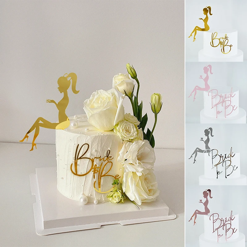 

1Set Bride To Be Cake Topper Acrylic Girl Cake Decoration For Bridal Engaged Bachelor Wedding Party Decor Dessert Gift Supplies