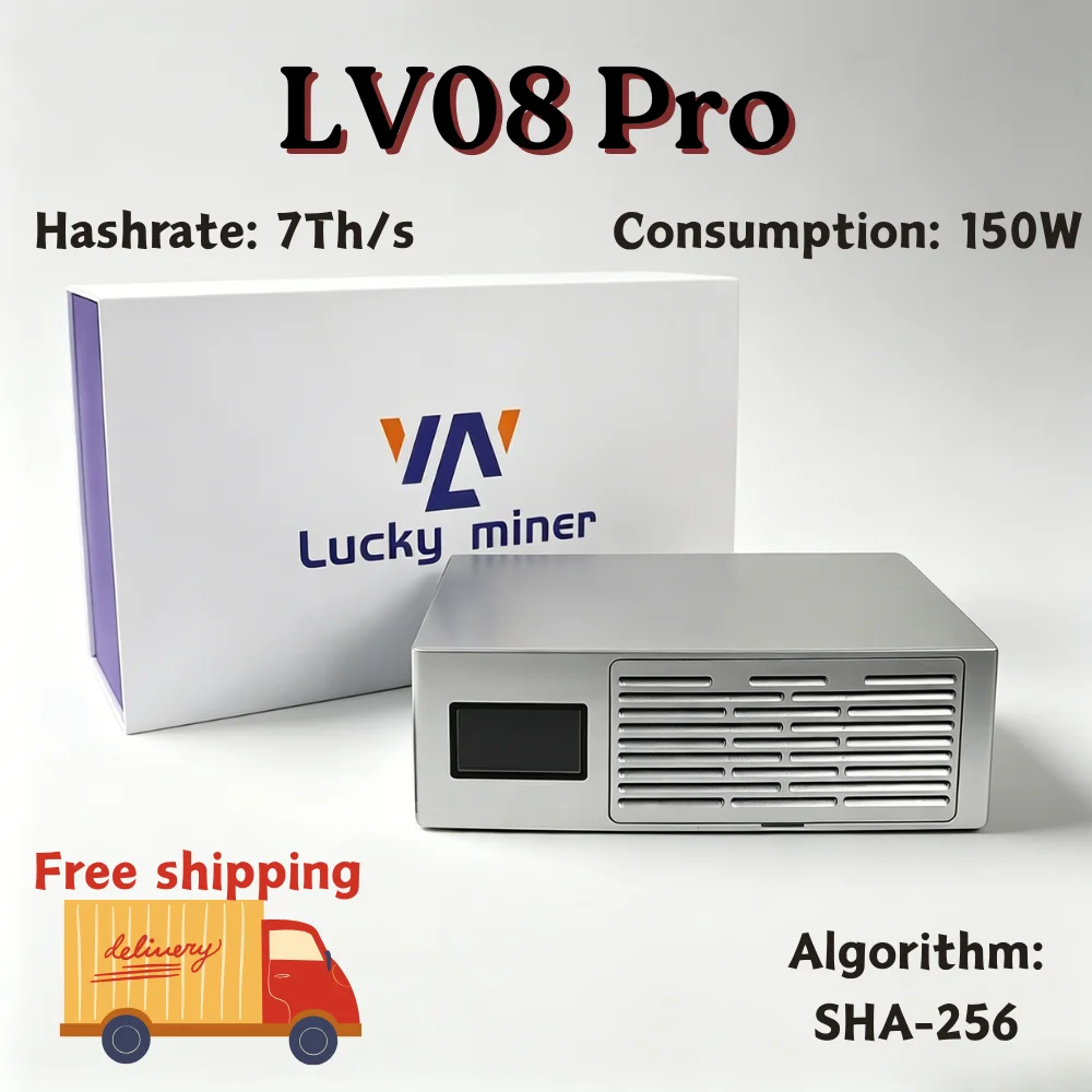 

2026 New Lucky Miner LV08 Pro 7Th/s High Performance SHA-256 Solo Miner, Low Noise Bitcoin Lottery Miner for Home & Office