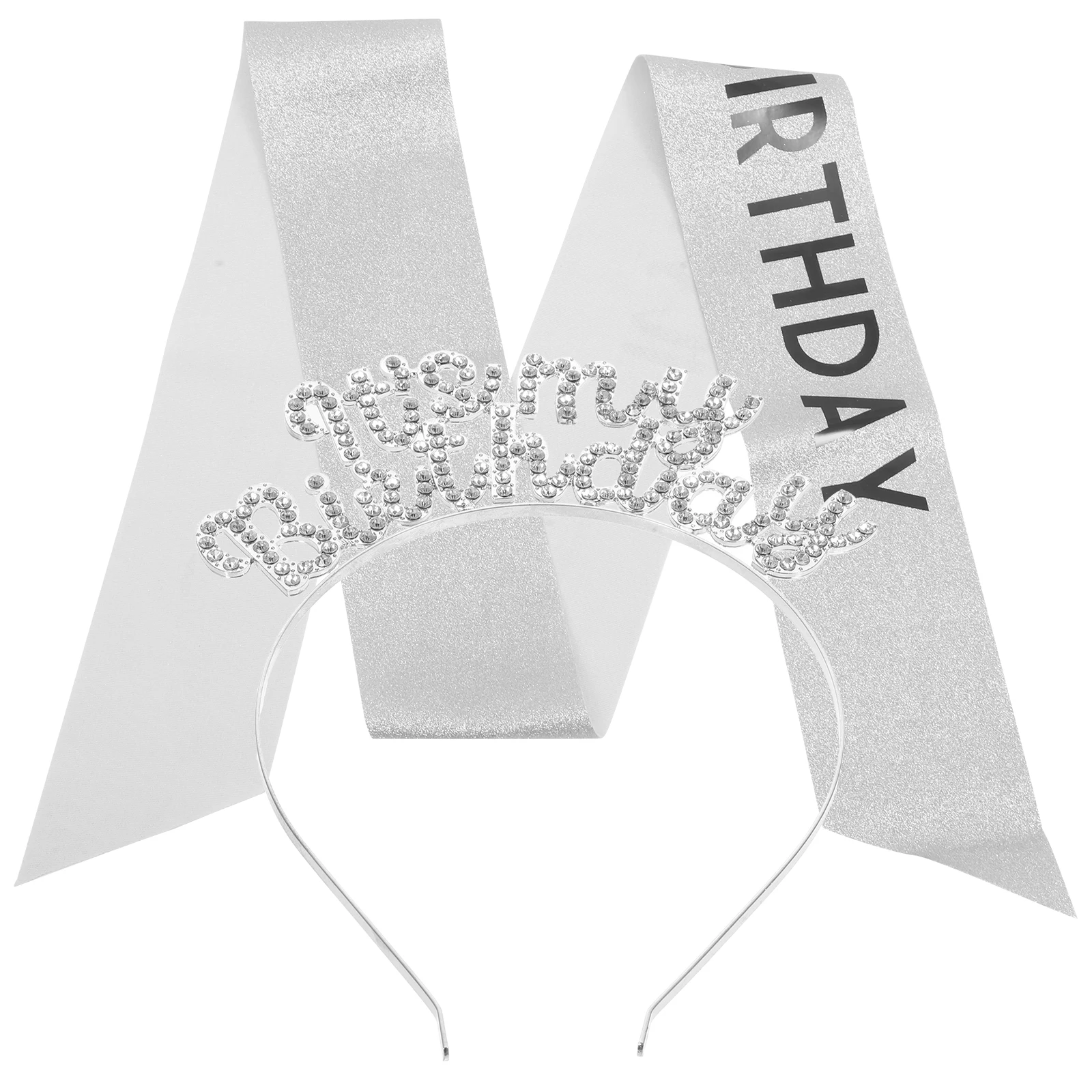 

Birthday Headb FG175 JD047 Silver Black It's My Birthday Crown Sash Women Hair Accessories Tiaras Etiquette Belt Set