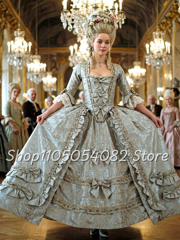Customized Marie Antoinette Baroque Ball Gowns Gorgeous  Half Sleeve Rococo Style A-Line Bow Ruffle Trimmed Evening Dresses