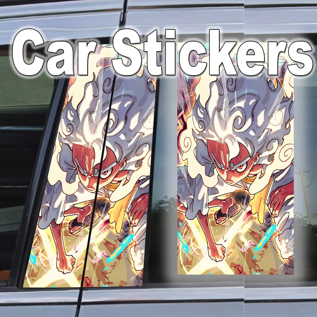 

One Piece Car B Pillar Vinyl Wrap Scratch-Proof Waterproof Anime Luffy Decal Peel Stick Universal Exterior Door Trim Protector