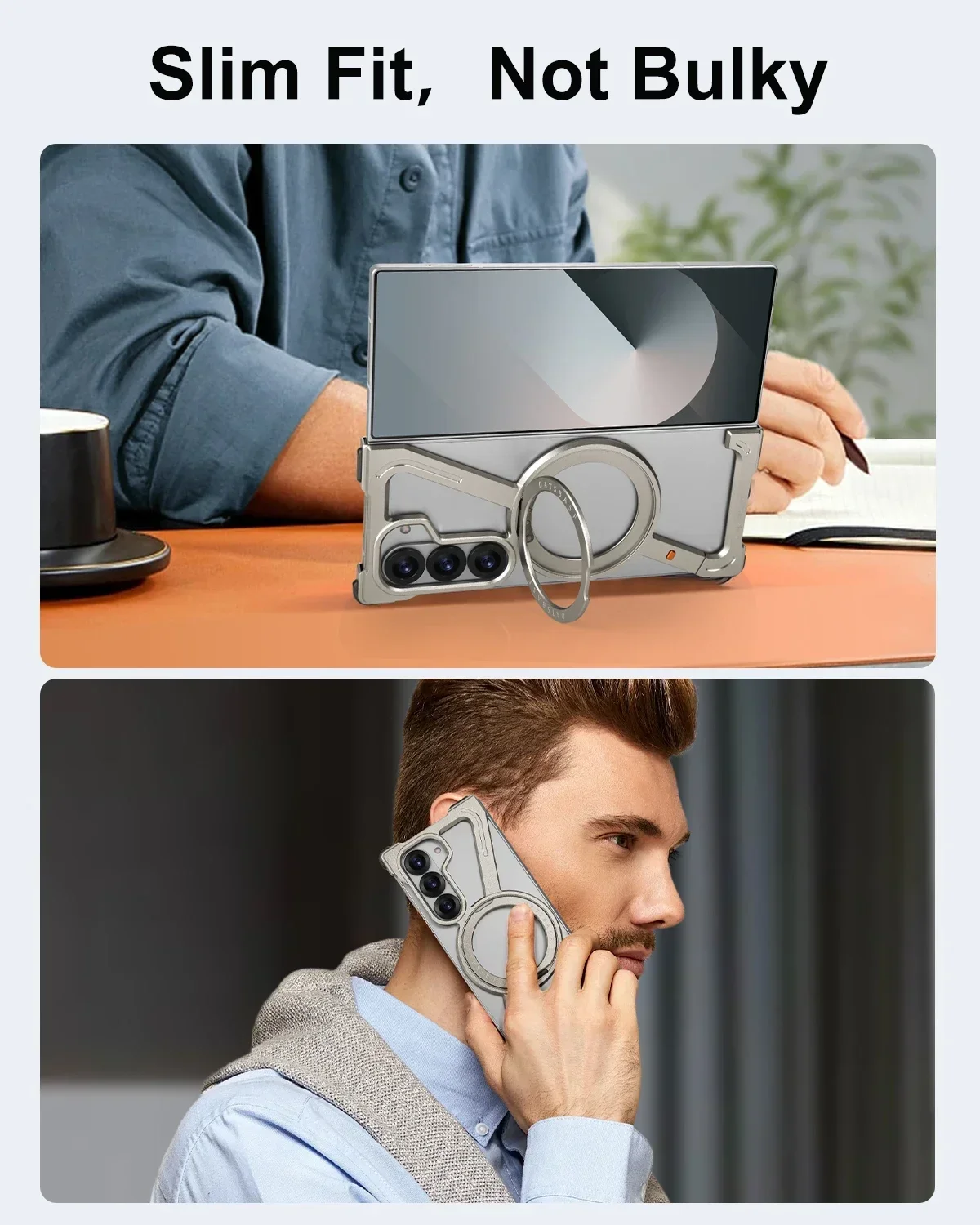 Eary for Samsung Galaxy Z Fold 8 7 6 5 Case for Magsafe 360Rotatable Magnetic Stand Metal Frameless Screen Protector Phone Cover