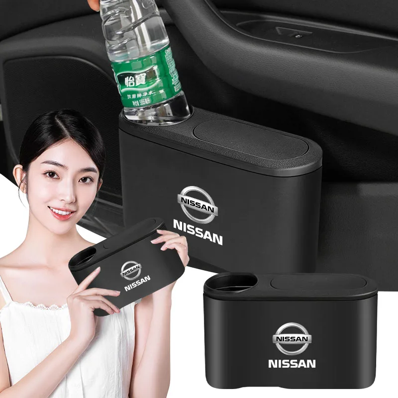 1PCS Car Trash Can Hanging Trash Bin with Drink Holder Organizer Box For Nissan Nismo GTR Tiida Sylphy Teana X Wheel Center Caps
