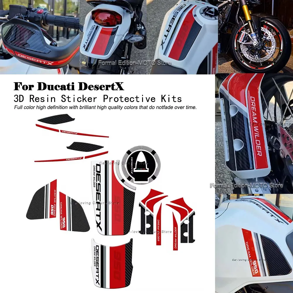 

For Ducati DesertX Desert X Motorcycle Accessories 3D Resin Sticker Waterproof Scratchproof Tank Pad Protective Sticker Kit