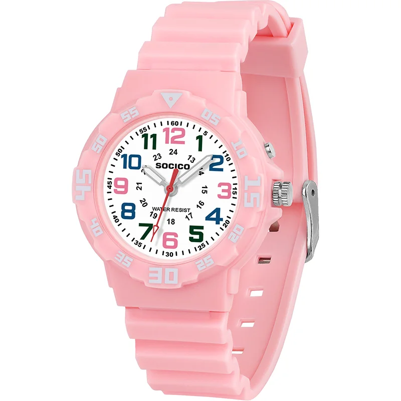 SOCICO Kids Analog Watch Waterproof Boys Girls Ages 8-12 Learning Gift baby watch Child watch girl