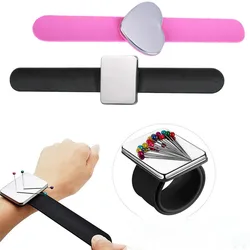 Magnetic Sewing PinCushion Silicone Wrist Needle Pad Safe Bracelet Pin Cushion Storage Sewing Pins Wristband Pin Holder 4 Colors