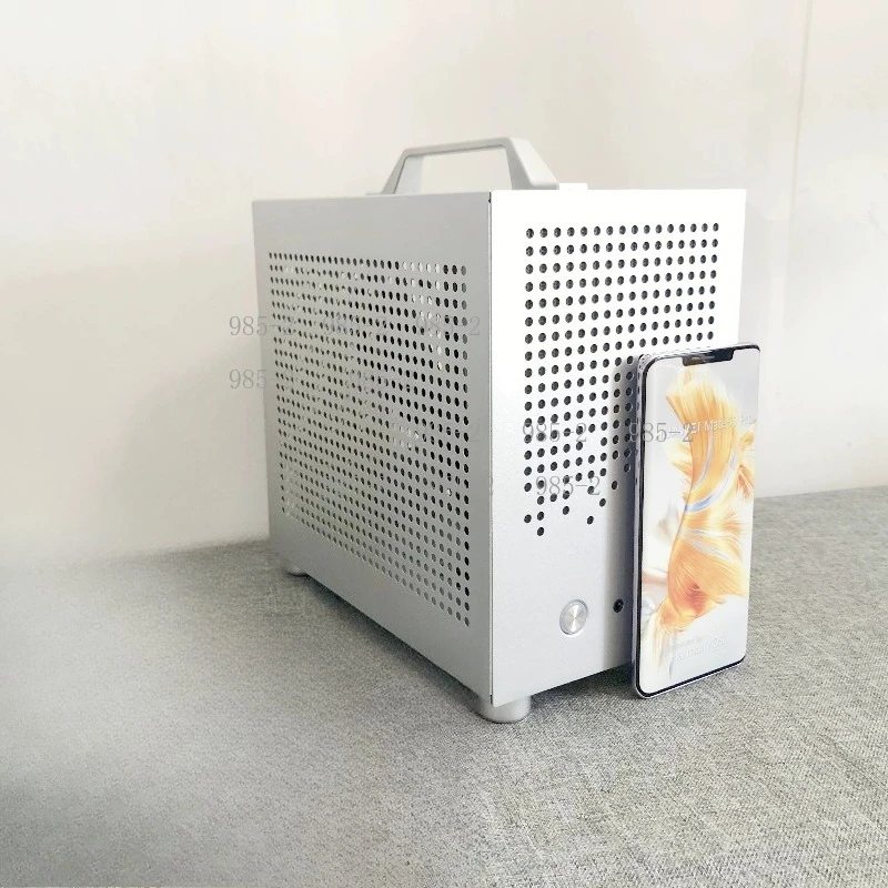 Mini ITX Tower Case with Carry Handle, Support Discrete Graphics Card, SFX Power Supply, Small Gaming PC Chassis