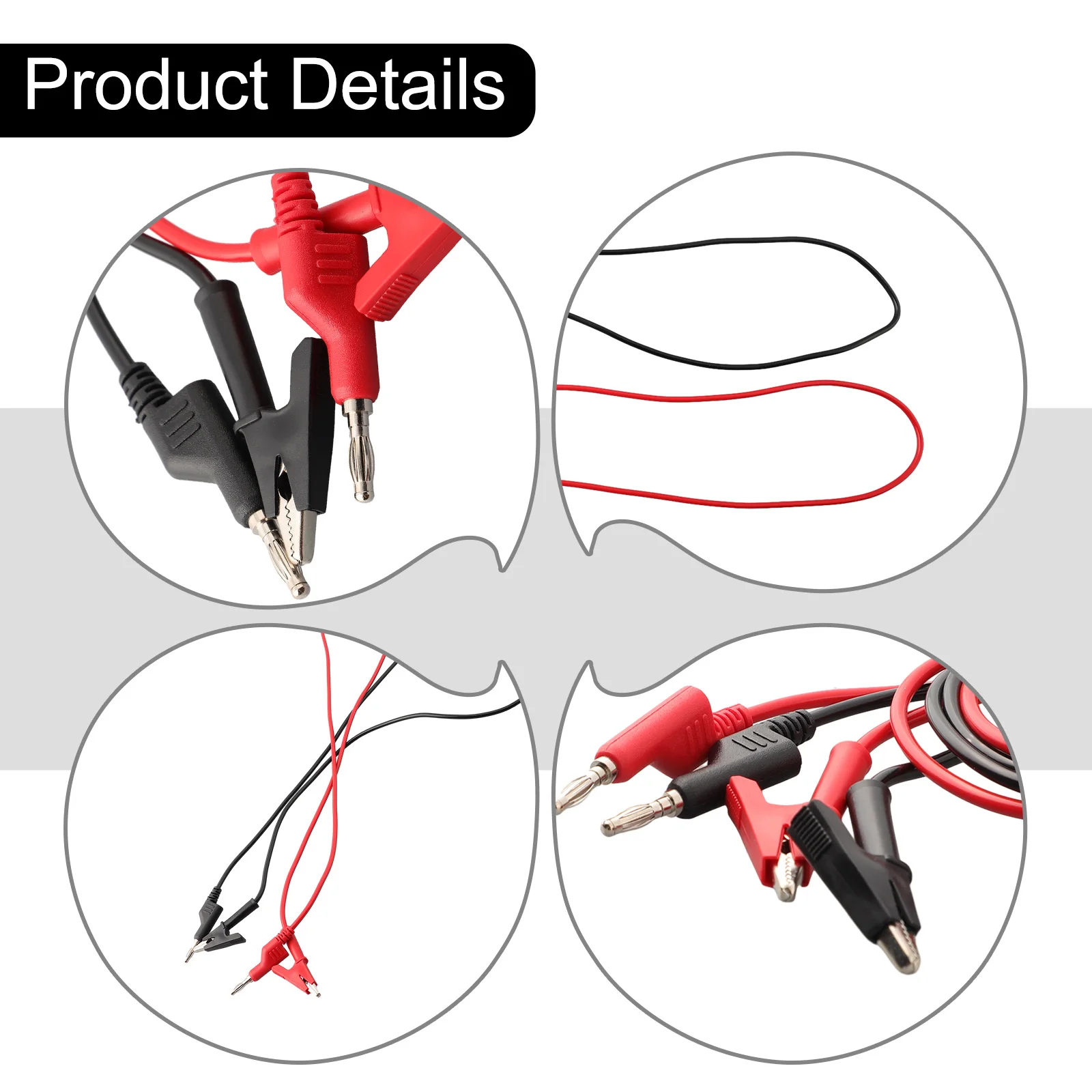 High Quality Cable Test Equipment 1M Cable 2PCS 4mm Test Leads To Crocodile Clip Banana Plug Power Supply