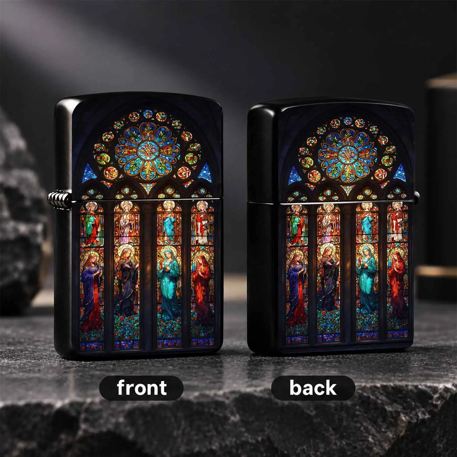 Vintage Gothic Stained Glass Art Igniter, Exquisite Church Saint Pattern Decor, Portable Stylish Accessory For Daily Use, Unique Meaningful Present For Various Occasions, Aesthetic Collectible With Timeless Charm A Humorous And Interesting