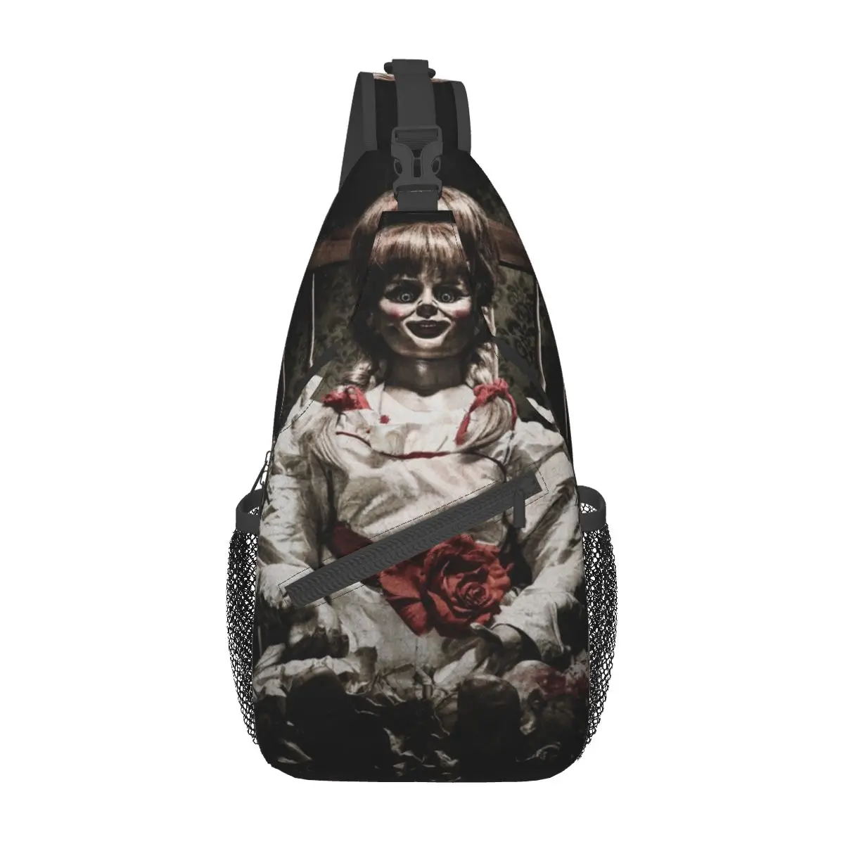 Annabelle-Mochila pequeña de película de terror para Halloween, bandolera de hombro para el pecho, mochila para senderismo al aire libre, mochila de noche