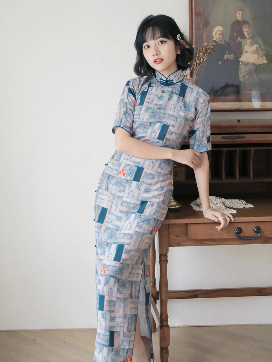 

Momei Spring Summer Long Cotton with Slits Vintage Sle Daily Wear Floral Pattern ort Sve Low Slit