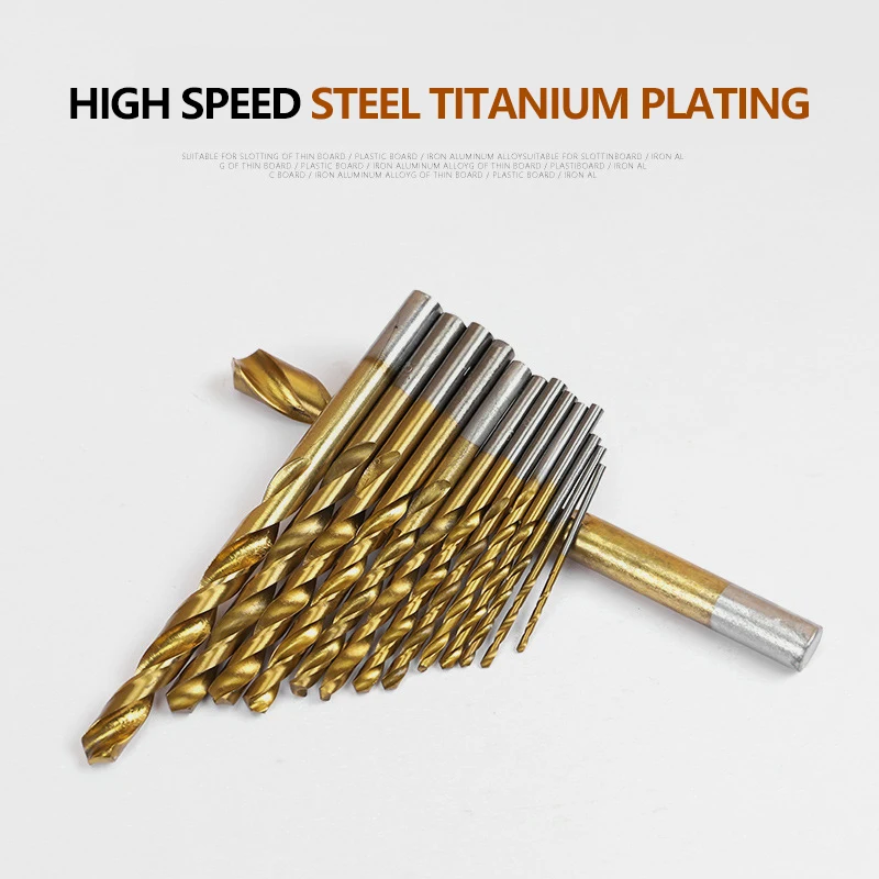 Conjunto de brocas helicoidais hss, 99 peças, 1.5-10mm, superfície revestida de titânio, 118 graus para perfuração de madeira, metal fino, uso doméstico com caixa