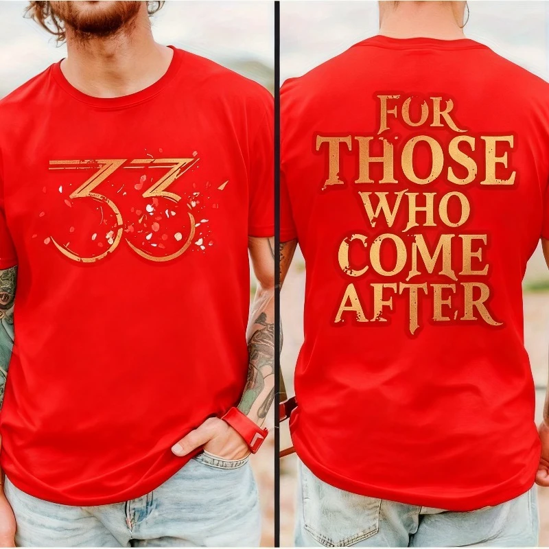 تي شيرت ألعاب Claire Obscur Expedition 33 إصدار محدود باللون الأسود الذهبي رقم 33 مطبوع من الأمام والخلف للجنسين إصدار جامعي