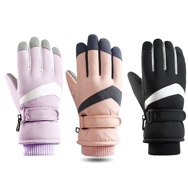 

New Women Winter Ski Gloves Full Finger Touch Screen Sports Gloves Windproof Waterproof Thermal Gloves For Skiing Cycling