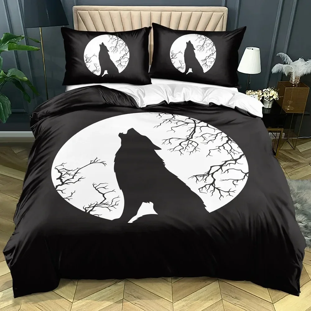 3D Wolf Bedding Set Black White Duvet Cover For Adults Bedroom Luxury Comforter Set Queen King 220x240 Size Aniaml Bed Set