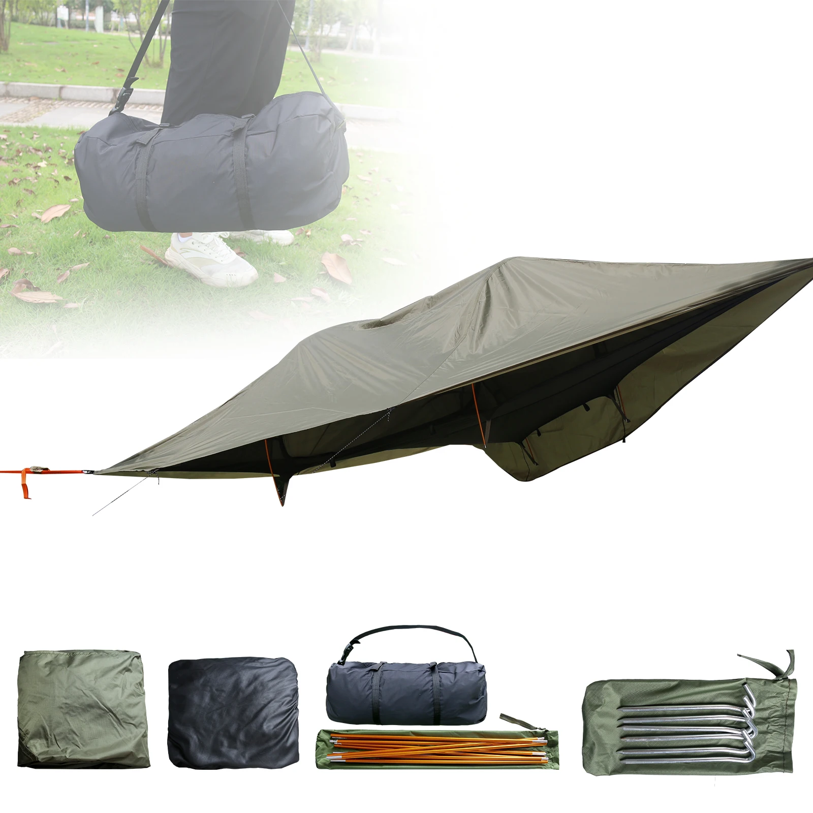 2-Person Tree Tent Hammock with Mosquito Net & RainFly Portable Hammock 660 LBS Load Capacity for Outside Hiking and Travel