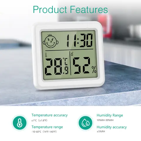 ORIA 미니 온도계 실내 디지털 습도계 LCD 온도 모니터 센서 가정용 실내 습도 측정기