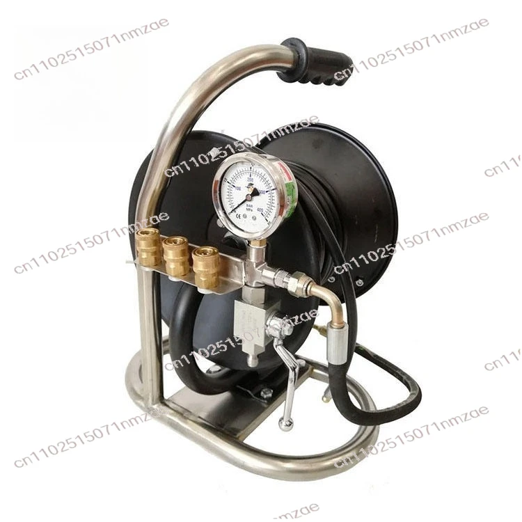 

Water Jetter Drain Handle Automatic Retractable Pressure Washer Hose Reel Hydro Jetting Power Washing Reel with Carrying
