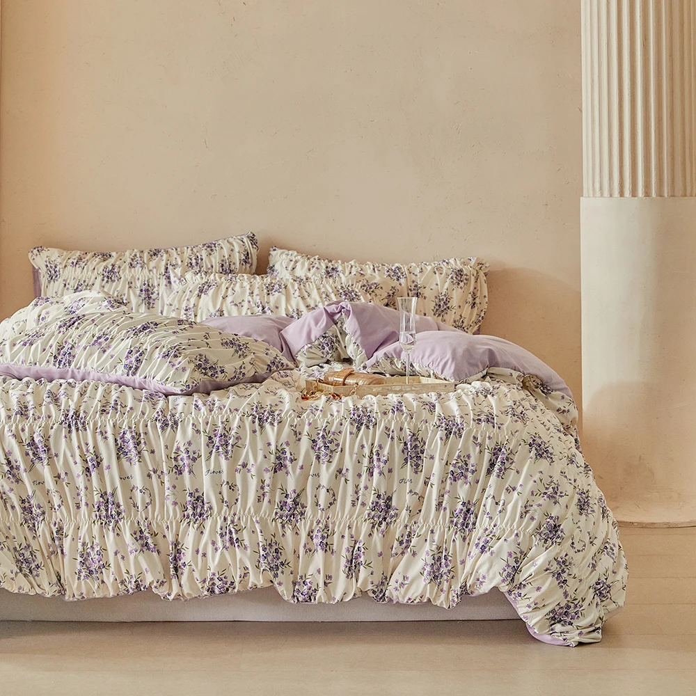 Duvet Cover Bedding Set Twin Full Queen King Size 135x200 Quilt Cover 240x220 Double Single Lavender Fold Bed Linen 200x200
