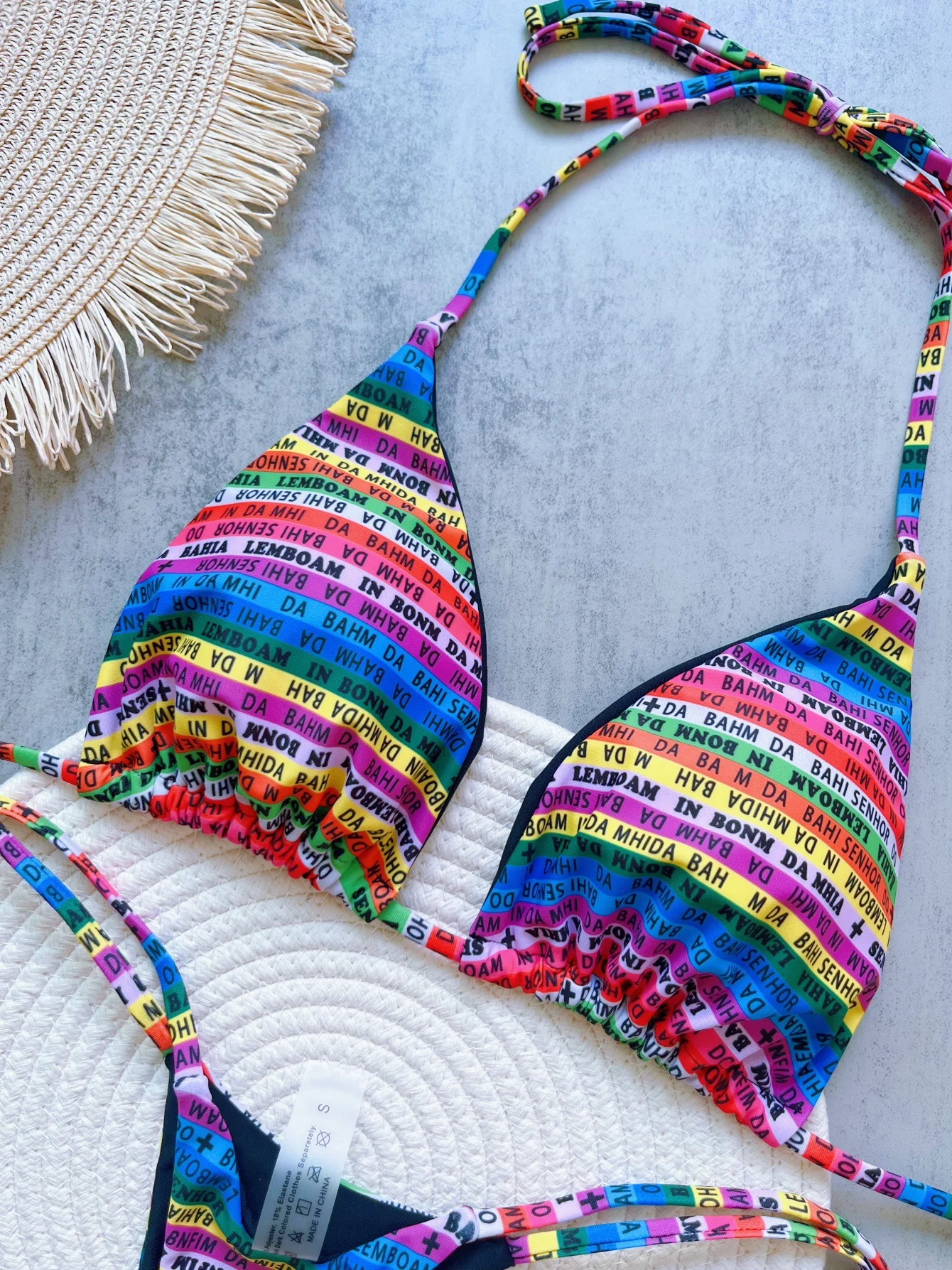 2025 Letters Printed Colorful Mini Thong Bikini Women Swimwear Female Swimsuit Two-pieces Bikini set Bather Bathing Suit Swim