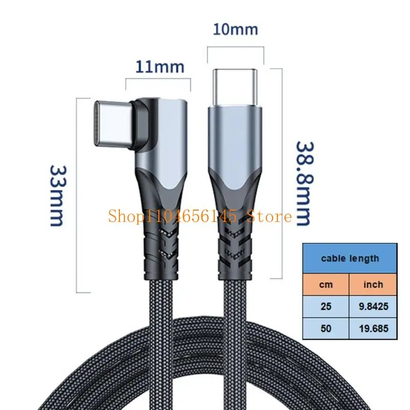 5asd USB C ذكر إلى نوع C تمديد كابل شحن البيانات الزاوية اليمنى نوع C USB C كابل شحن سريع 100 واط #6