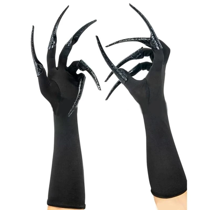 Halloween Costume Finger Nails Witch Gloves for Adult Dark Series Long Nails Gloves Masquerades Gloves Party Accessories