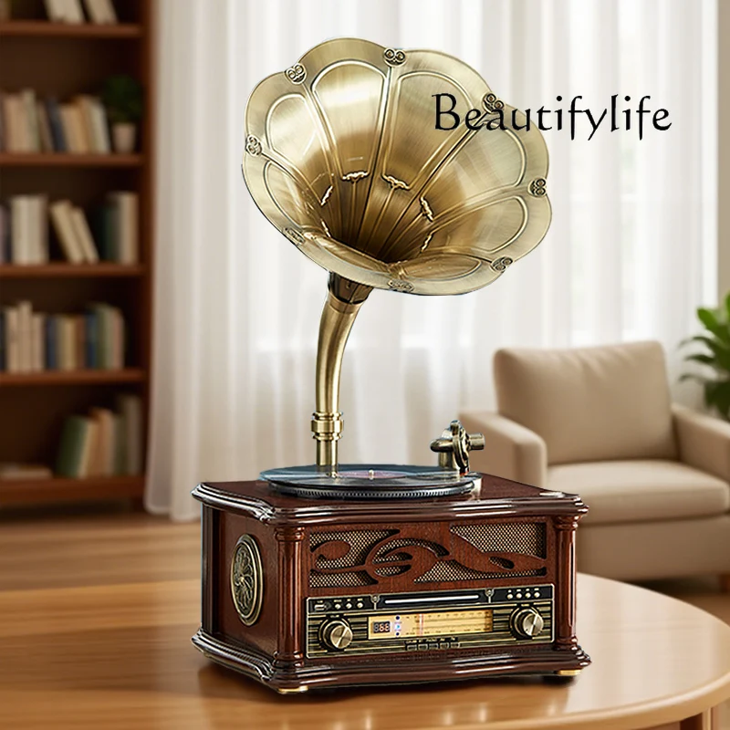 Otino genuine antique phonograph European and American retro vinyl record player desktop record player Bluetooth speaker