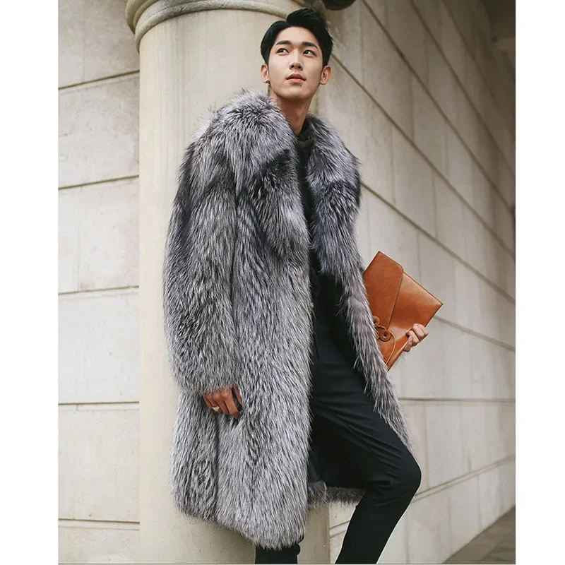

Winter Fluffy Lamb Coat Men's Fur Coat Mid-length Faux Fur Jacket Luxury Brand Long Sleeve Warm Windproof Outerwear Thicken Tops