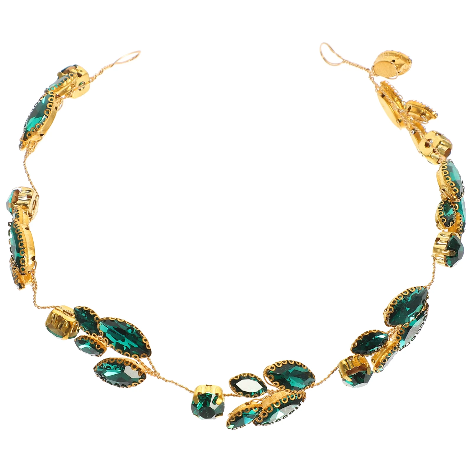 

Green Hairband Bridal Wedding Headband Alloy Headdress Women Chain Style Bride Party Accessories Girls Hair Decorations