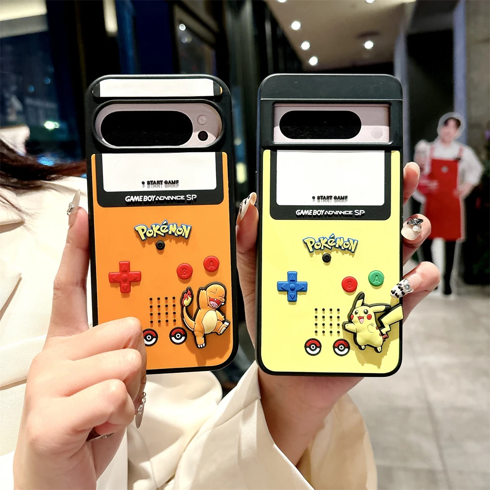 Anime 3D Phone Case For Google Pixel 9 Pro XL 8 8A 7 Pro Pixel-Fold Charmander Squirtle P-Pikachus Cartoon Cover