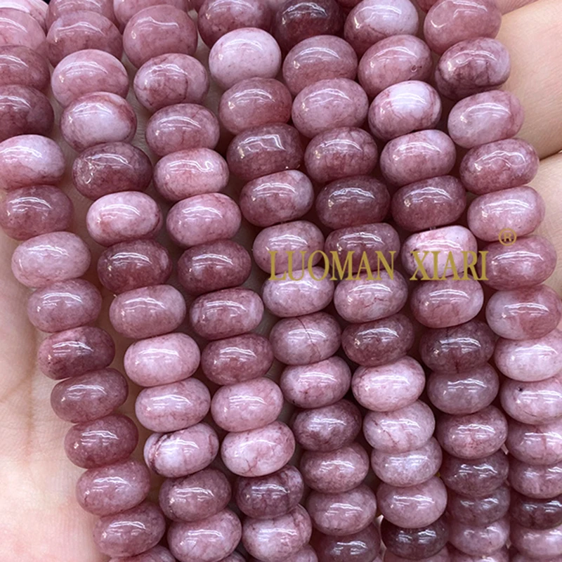 6x10MM Abacus Natural Stone Lepidolite Chalcedony Loose Rondelle Spacer Beads for Jewelry Making DIY Bracelet Charms Accessories