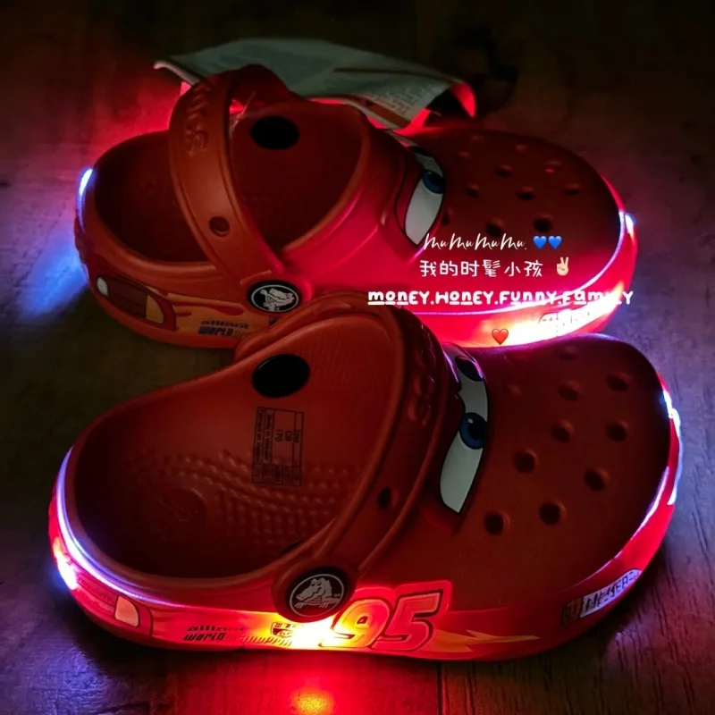 Genunie Lightning Mcqueen Pixar Cartoon Solid Waterproof Slippers Beach Shoes Sandals Casual Breathable Ankle-Wrap Shoes Gift