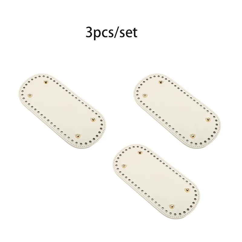 

3PCS DIY Oval Bottom Bag PU Leather Pad Handcraft Bag Base With Holes DIY Crochet Bag Bottom Accessories