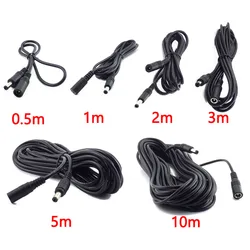 DC 12V Extension Power Cable Male To Female 2.1mm*5.5mm Connector Wire 0.5m 1m 2m 3m 5m 10m White Black Power Cord For LED CCTV