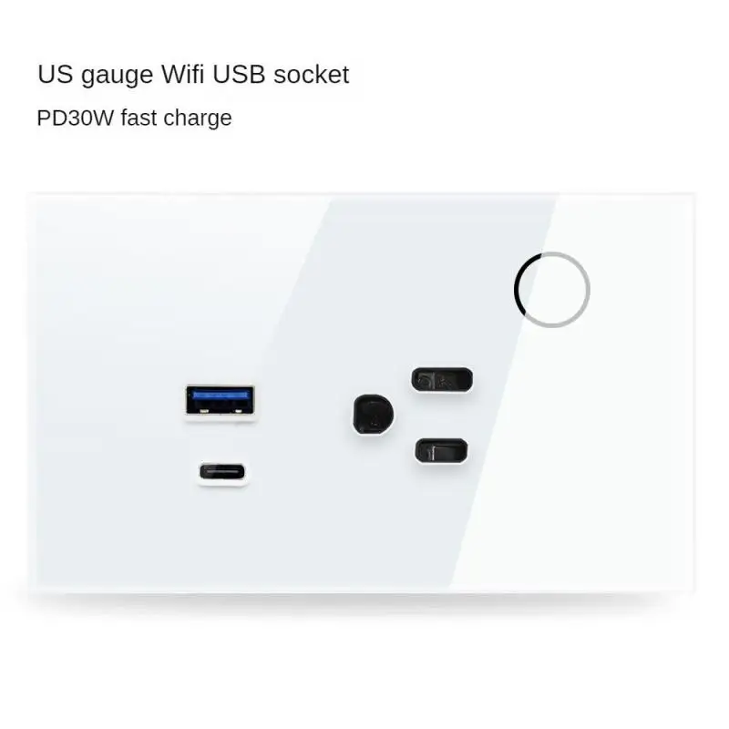 Tuya WIFI US Wall Socket 16A USB TYPE-C Smart Power Touch Plug Outlet App Remote Control By Alexa Google Home For Smart Life