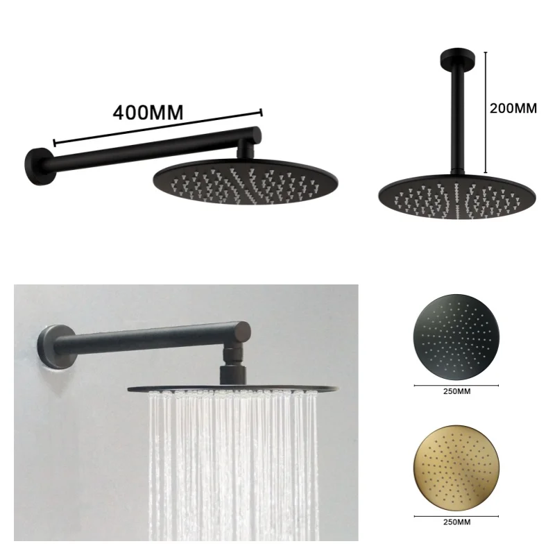 

Chrome Round 10 inches Stainless Steel Rainfall Shower Head Bathroom Accessory Wall Mounted Shower Arm Accessories