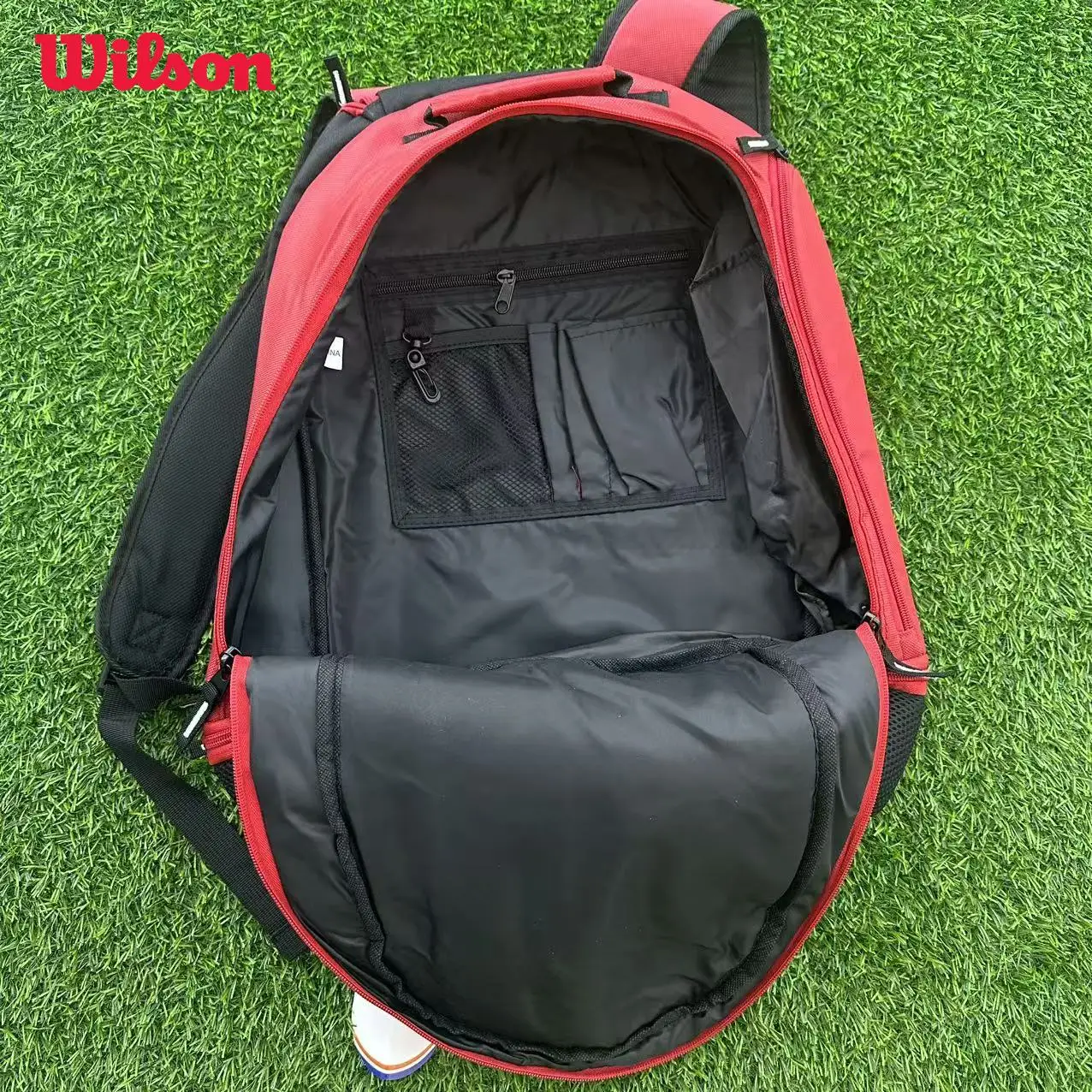 Wilson Team Backpack for Up To 2 Rackets Back Zippered with Lockable Zipper Individual Shoe Compartment, Racket Compartment