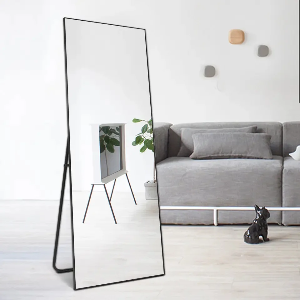 Full-length mirror, full-length mirror, floor-to-ceiling mirror, bedroom, home clothing store, wall-mounted bracket, wall-mounte