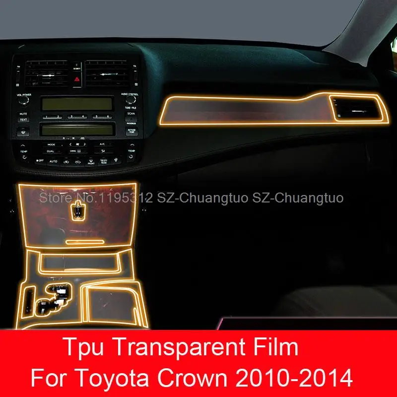 

Прозрачная защитная пленка из ТПУ для Toyota Crown 2010-2014, внутренняя центральная консоль автомобиля, пневматическая панель приборной панели дверей и окон, подъемная панель