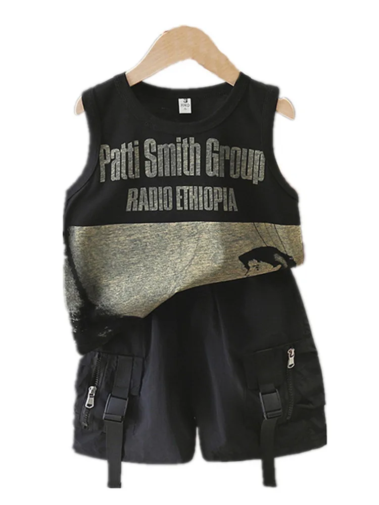 

High Quality Summer Children Outdoor Outfits Kids Boys Sleeveless Vest+Shorts 2Pcs/set Kids Toddler Leisure Suit 2-11Yea