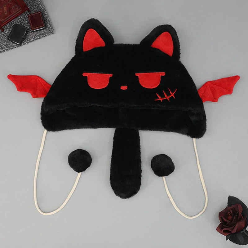 

BeQeuewll Women Devil Hat For Fall Cute Soft Cat Ear Hat Embroidery Warm Winter Cap for Indoor Outdoor