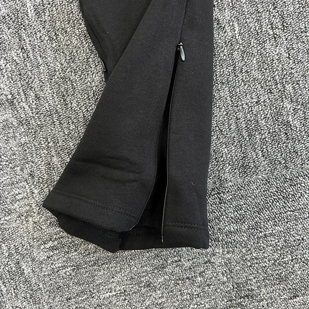 طقم بدلة رياضية قطنية SY-15 للرجال ملابس خروج مريحة للركض مع قلنسوة وبنطلون للربيع والخريف طقم أسود مطبوع باللون الأحمر #6