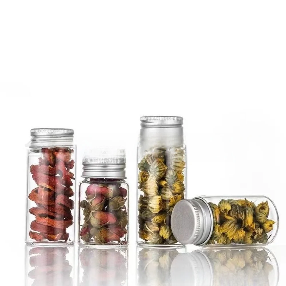 PET Material Storage Containers Aluminum Cap 50-125ml Capacity Mini Bottles Transparent Body Kitchen Storage