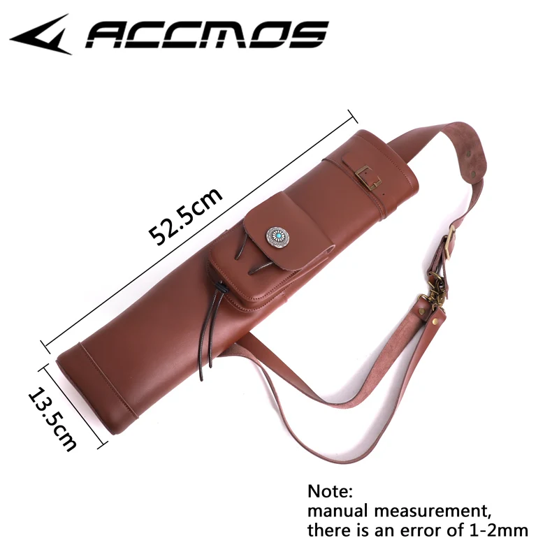 Archery Cowhide Leather Arrow Quiver Traditional Shoulder Back Carrying Arrow Holder Hunting Shooting Outdoor