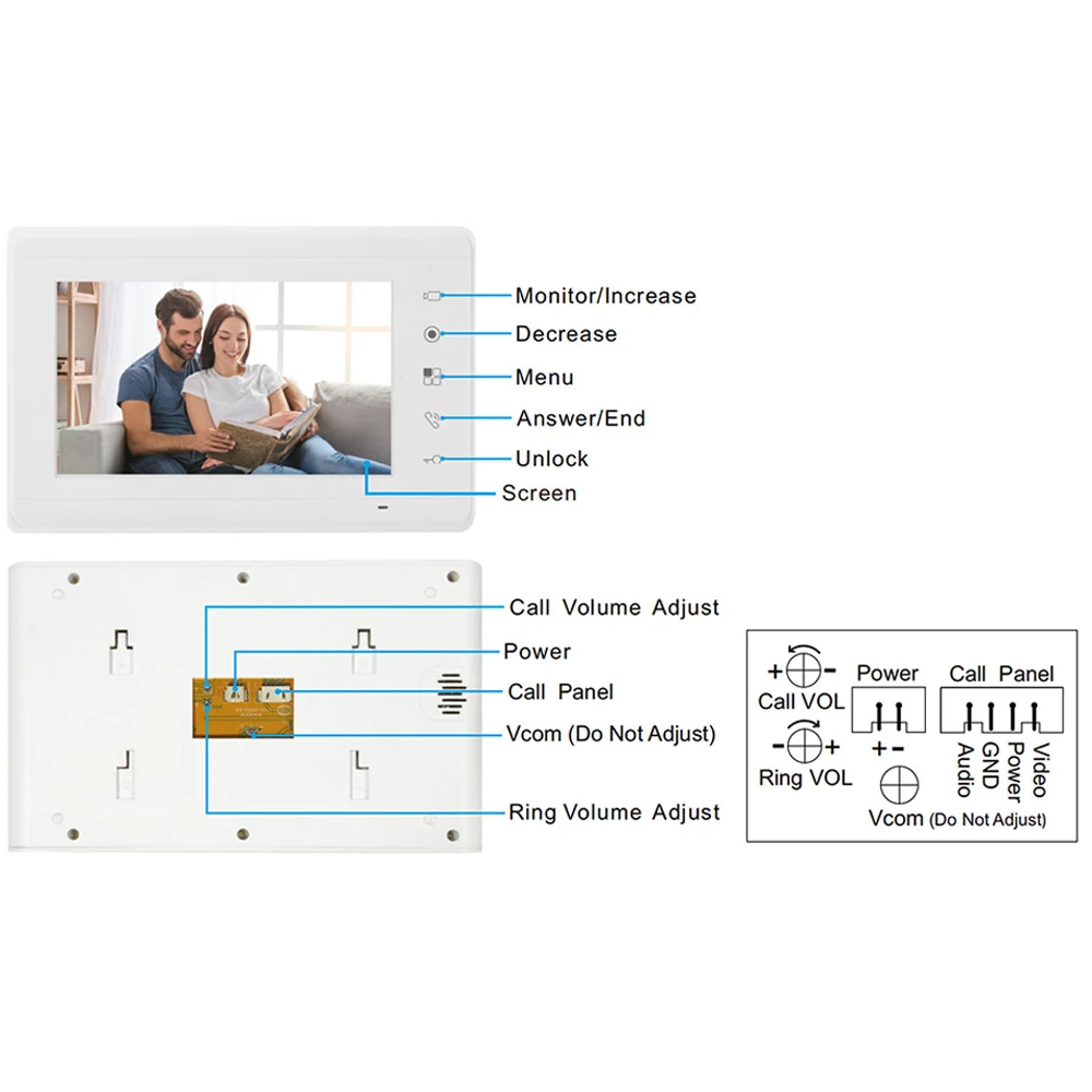 4 نظام اتصال داخلي سلكي عبر الفيديو RFID فتح جرس باب الكاميرا مع شاشة 7 بوصة للرؤية الليلية جرس باب المنزل للفيلا M72T