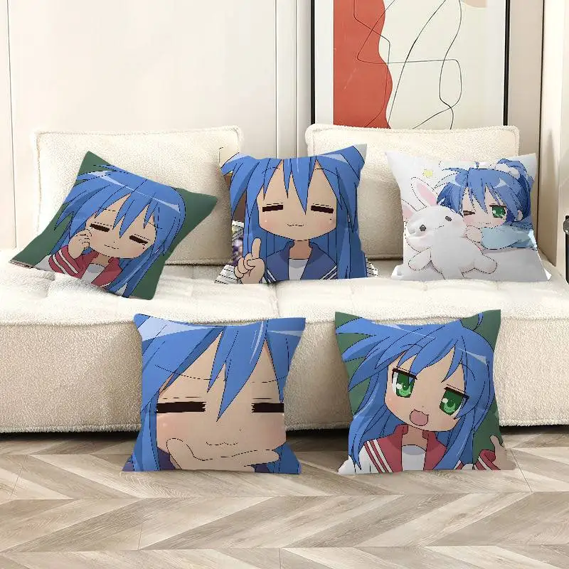 Slice Of Life Anime L-Lucky S-Star 45*45cm Cushion Cover Pillow Cover Decor Pillowcase Home Pillowcase for Couch Pillow