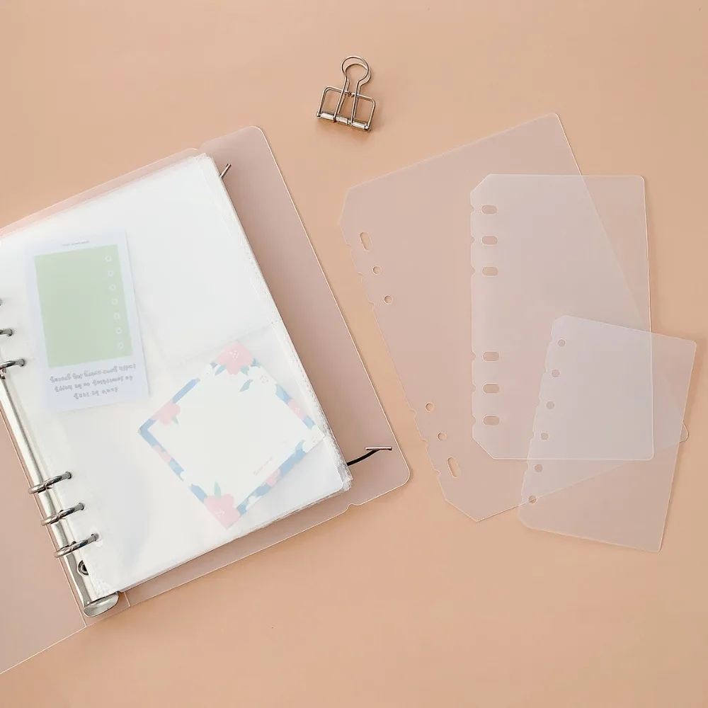 

2pcs A4 A5 A6 A7 Loose-Leaf Notebook Refill Paper DIY Transparent Spiral Binder Divider Page Separator Matte