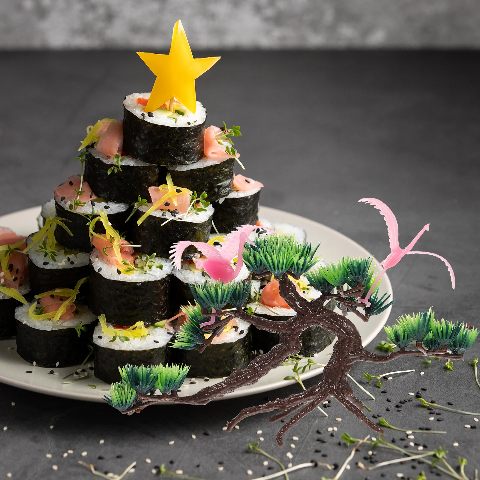 

Decorative Grass Small For Sushi Plate Sashimi Dish Artificial Plant Ornament Serving Platter Decoration Kitchen Bar Supply