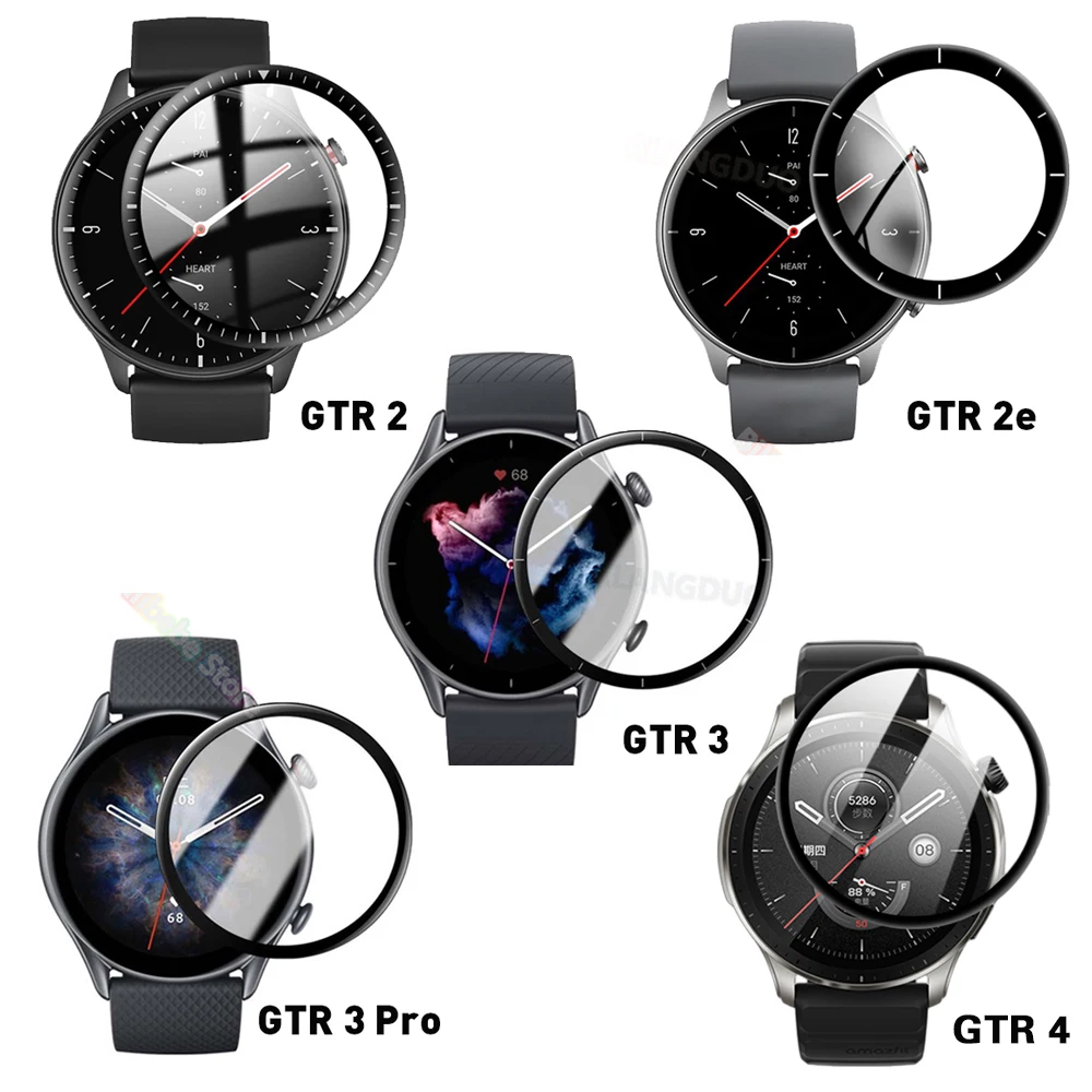 طبقة رقيقة واقية من الألياف الزجاجية الناعمة لساعة Xiaomi Amazfit GTR 2 2e 3 pro 4 الذكية غطاء كامل واقي للشاشة GTR3 GTR2 GTR4 زجاج